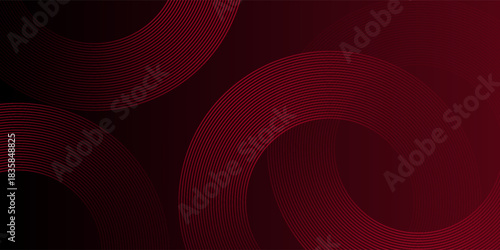 Red geometric abstract background. Futuristic glowing red geometric lines design. Modern gradient rounded lines pattern. Suit for banner, brochure, flyer, cover, presentation, web. Vector illustration