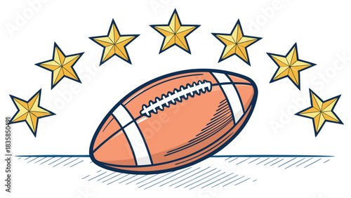  American Football with Seven Gold Stars Above