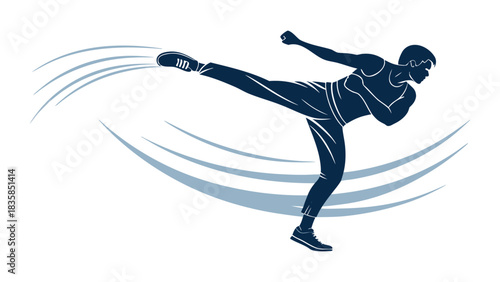 Dynamic Side Kick Silhouette | Martial Arts, Soccer, or Kickboxing Action