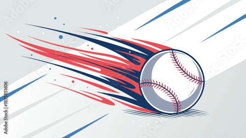 Fast Moving Baseball Illustration | High-Speed Pitch or Hit