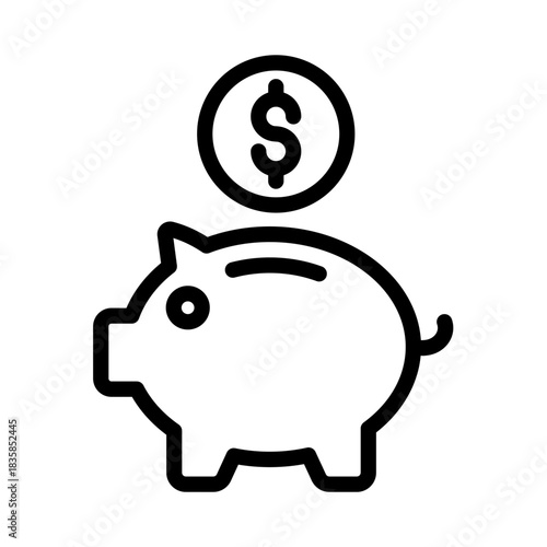 Financial savings concept with a piggy bank and a coin featuring a dollar sign, symbolizing investment, growth, and secure future planning for prosperity