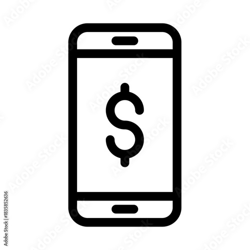Iconic representation of a smartphone displaying a dollar symbol, depicting the future of digital finance, secure mobile banking solutions, and convenient online monetary transfers through technology