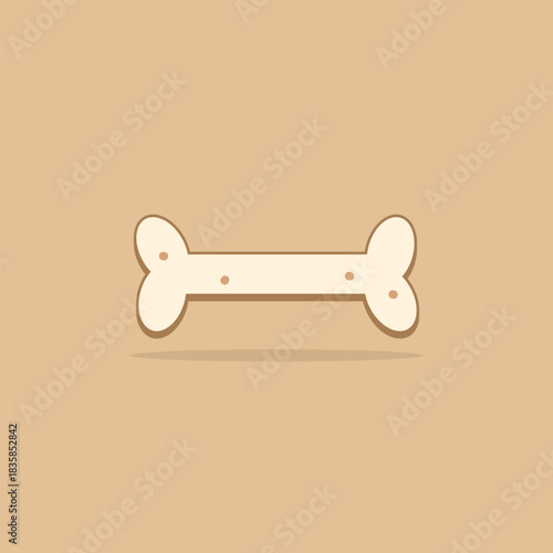 Cute bone shaped dog biscuit vector. Simple, isolated puppy treat graphic for pet food, care, or vet ads