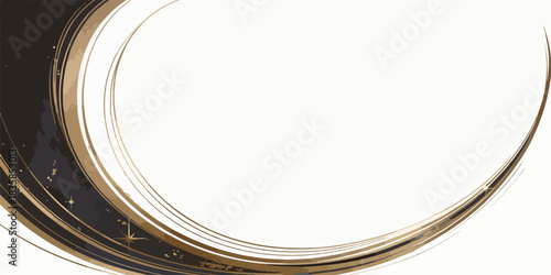 Elegant vector background with dynamic black and golden curved lines, sparkling accents, and ample white space for modern design.