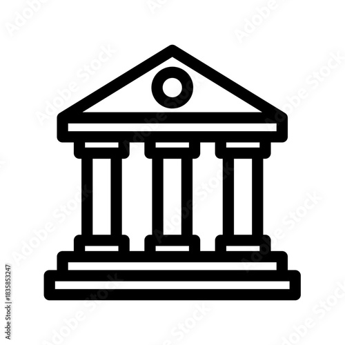 Illustration of a Classical Building with Columns and Pediment in Outline Style