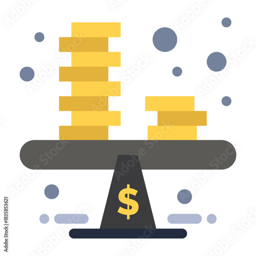 Financial Equilibrium: This striking visual represents the core concept of financial balance and economic stability, with stacked coins resting on a balancing scale.