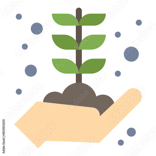 Nurturing Growth: A symbolic representation of a nurturing hand cradling a young seedling, symbolizing care, growth, and the nurturing of life.