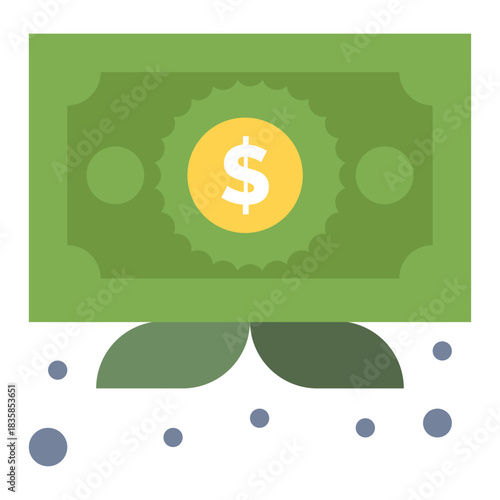Money growing: a symbol of financial growth and prosperity, a green bill sprouting leaves, a visual representation of the concept