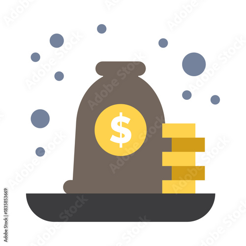 Wealthy Treasure: Illustrative depiction of a money bag and gold coins, symbolizing financial abundance and prosperity. A visual metaphor for saving, investment, and financial security.