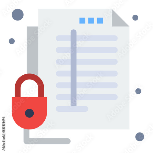 Data Security: A close-up view of a document secured with a padlock, symbolizing the protection of sensitive information, emphasizing data privacy and security. 