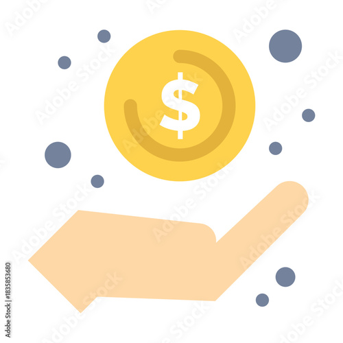 Golden Offering: A symbolic illustration showcasing a hand cradling a golden coin, representing wealth, financial gain, and prosperity.