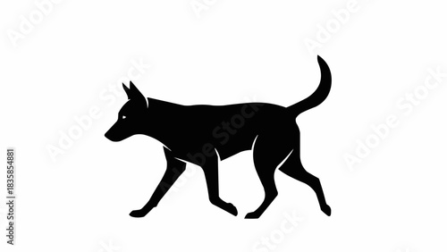 Silhouette of a Dog Walking with Focused Gaze.