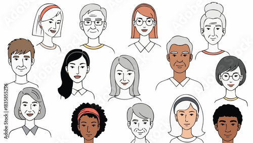 Diverse group of people portraits representing different ages and ethnicities.
