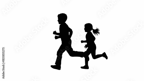 Silhouette of Children Running - A Race Against Time.
