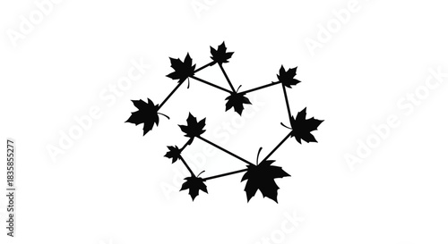 Abstract connection of stylized maple leaves forming a circular pattern