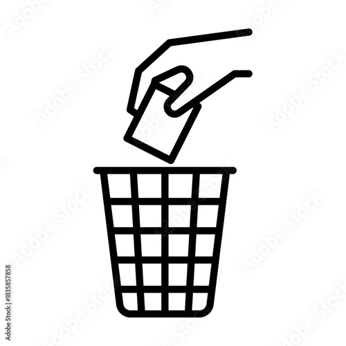 Hand Dropping Trash in Waste Bin Icon Eliminating Waste, Promoting Eco-Friendly Practices, & Reducing Pollution