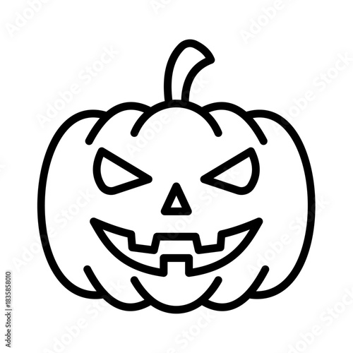 Halloween pumpkin vector outline icon for spooky season designs and decorations