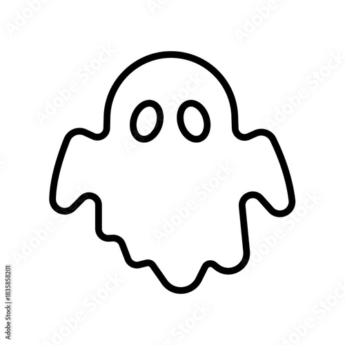 Simple Ghost Outline Illustration for Halloween with Funny Eyes