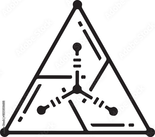 A simple black and white illustration of a triangle with internal lines and dots