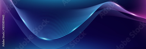 Abstract background with glowing wave. Shiny moving lines design element. Modern pink blue gradient flowing wave lines. Futuristic technology concept.