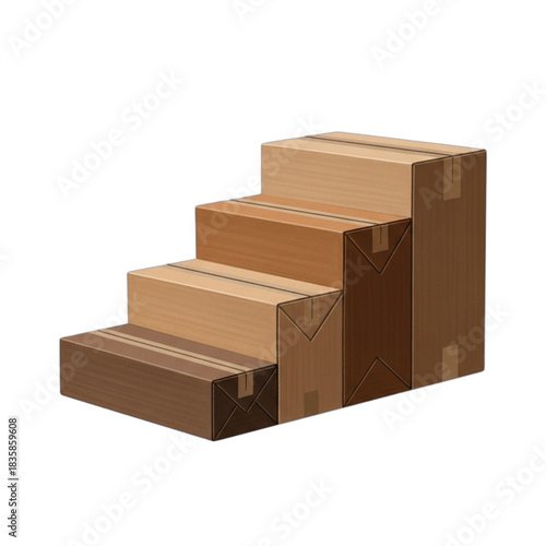 Cardboard Boxes Stacked Like Stairs.