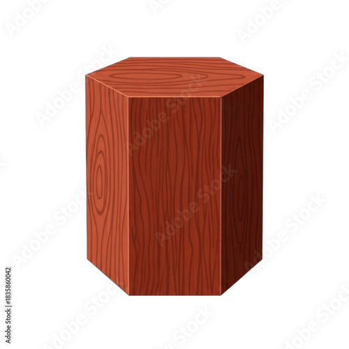 Wooden Hexagonal Prism Object.