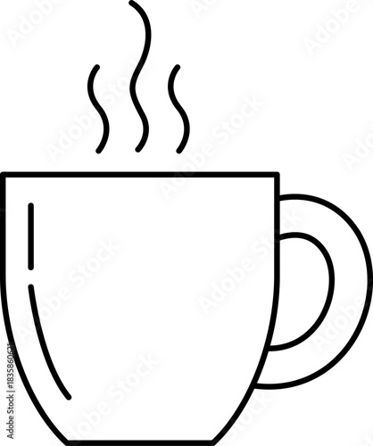 Hot Coffee Cup Icon Outline Simple Black and White Steam Mug