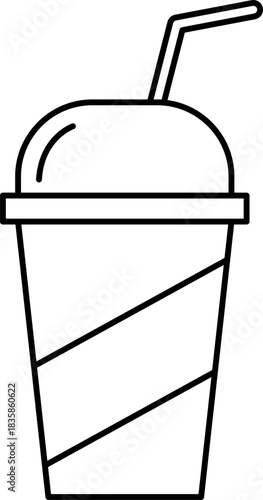 Takeaway Cup Icon Outline Simple Black and White Drink Straw