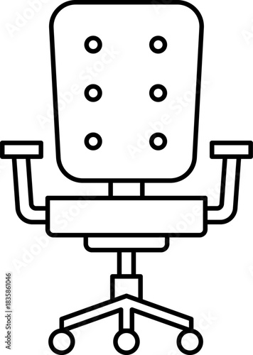 Ergonomic Office Chair Icon Outline Simple Black and White