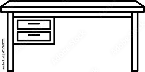 Office Desk Icon Outline Simple Black and White