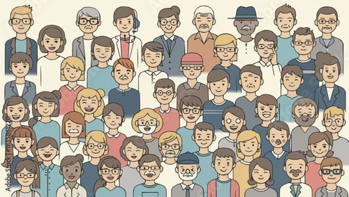 Diverse group of people smiling and looking at the camera, a happy community.