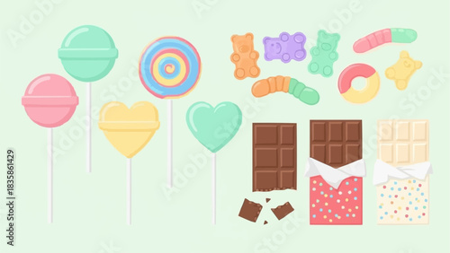 Assortment of colorful candies and chocolates, a sweet treat.