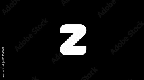 Stylized white lowercase letter Z on a solid black background, a modern minimalist typographic graphic design element