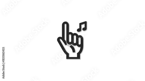 Hand snapping fingers with a musical note icon. Creative idea or rhythm concept. Abstract line art illustration.