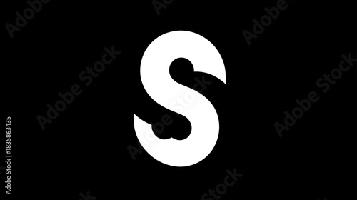 Stylized white uppercase letter S with abstract hand or paw reaching out, isolated on a clean black background. Modern graphic design alphabet symbol.