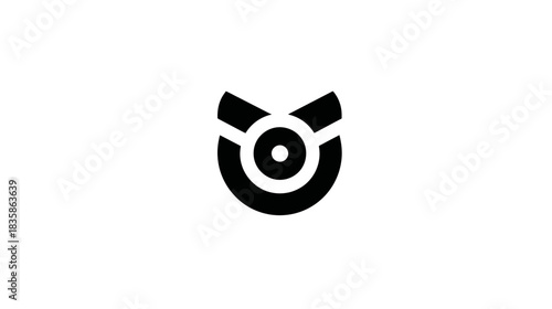 Modern abstract minimalist black stylized animal head logo or app icon design. Creative graphic resembling a cat, owl, or creature.