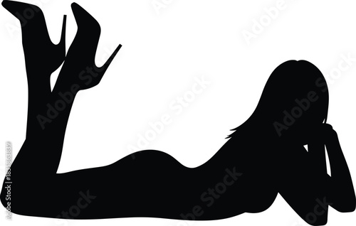 Here is a title and a comprehensive list of keywords for your Adobe Stock vector illustration of a woman in high heels, focusing on glamour, fashion, and female silhouette for SEO.