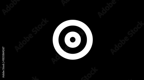 Minimalist White Bullseye Target Symbol on Black Background Representing Aim, Focus, Goal Achievement, and Precision