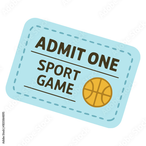 Admit one sport ticket play off exhibition championship flat color vector illustration template design
