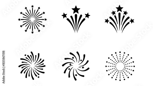 set of FIREWORK template flat design, for new year card or christmas
