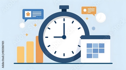 Boost productivity with effective time management and scheduling in modern graphic illustration for commercial use