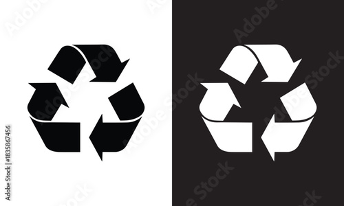 Black recycle logo sign isolated. Eco symbol. PNG with transparent background. Clipping path. Flat lay. Black recycle symbol icon with three chasing arrows. vector illustration eps file. 