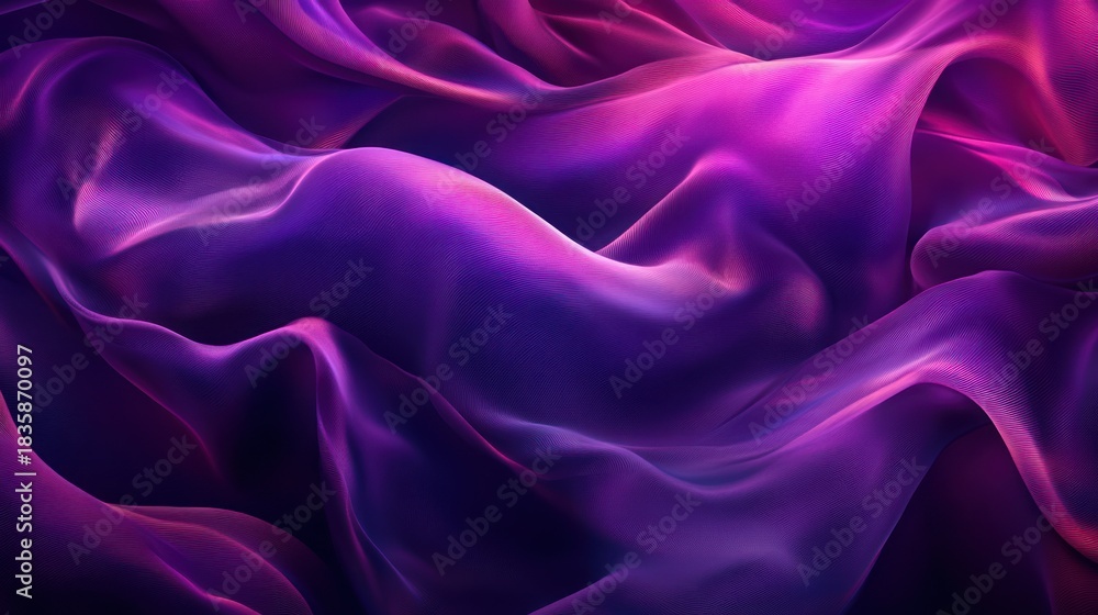 Fototapeta premium Purple silk fabric, flowing waves, abstract background, design texture