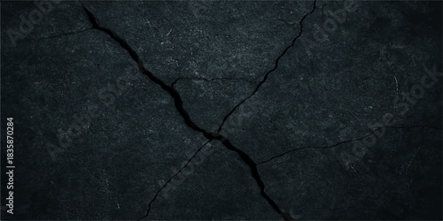 A highly textured, black and white abstract surface showing a cracked, grungy pattern of old concrete, stone, and worn paper