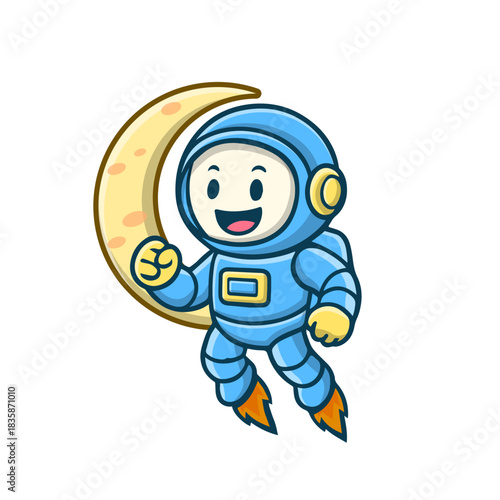 Astronaut Mascot in the Moon