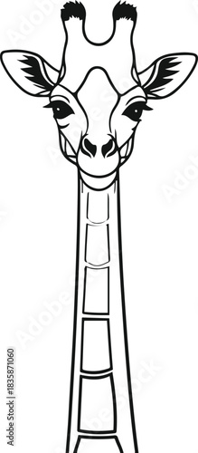 Modern minimal giraffe design using geometric arcs to form the long neck and subtle facial features 3