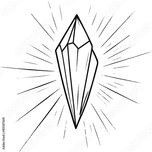 Photos Single-line illustration of a floating crystal shard breaking light into abstra