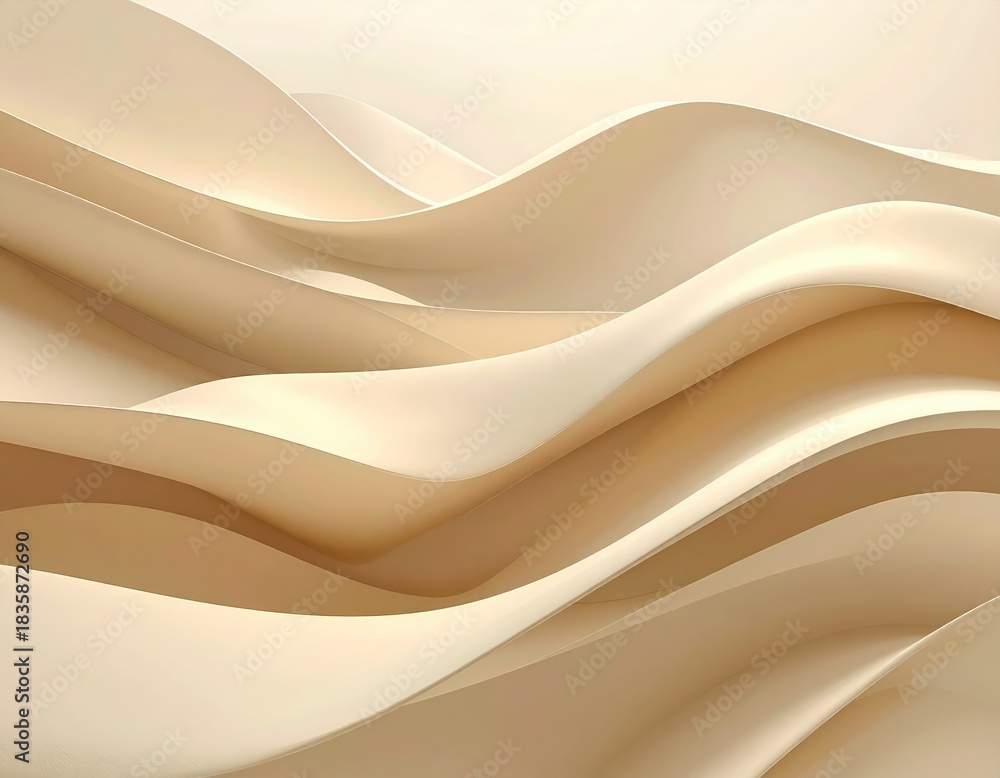 Obraz premium Beige undulating waves, soft shadows create depth.