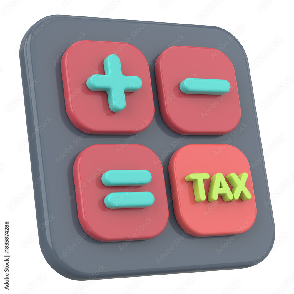 Obraz premium 3D Tax Icon Illustration with Calculator and Finance Elements.
