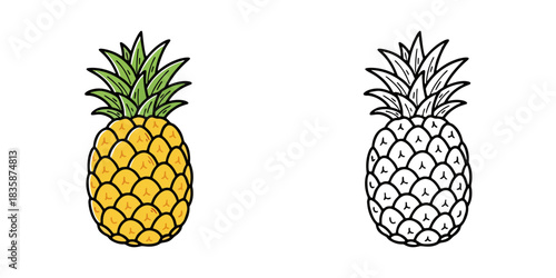 シンプルなパイナップルのアイコンイラスト